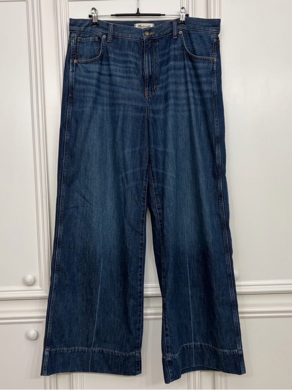 Madewell Jeans Women Superwide-Leg 32 Waist Blue Cashmere Blend High Rise Denim
